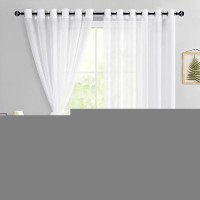 Hiasan Sheer Curtains For Bedroom With Tiebacks Grommet Light Filtering Extra Wide Voile Texture Window Curtains For Living Roo