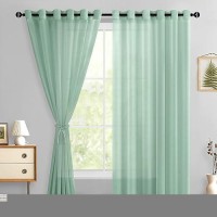 Hiasan Sheer Curtains For Bedroom With Tiebacks Grommet Light Filtering Extra Wide Voile Texture Window Curtains For Living Roo