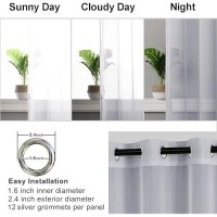 Hiasan Grey Sheer Curtains For Bedroom With Tiebacks Lightweight Breathable Voile Drapes Light Filtering Grommet Window Curtain