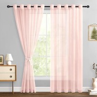 Hiasan Sheer Curtains For Bedroom With Tiebacks Grommet Light Filtering Extra Wide Voile Textured Window Curtains For Living Ro