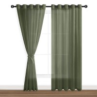 Hiasan Sheer Curtains For Bedroom With Tiebacks Grommet Light Filtering Lightweight Extra Wide Voile Window Curtains For Living