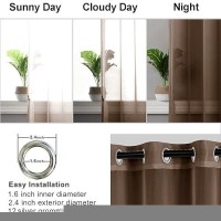 Hiasan Brown Sheer Curtains For Bedroom With Tiebacks Lightweight Breathable Voile Drapes Light Filtering Grommet Window Curtai