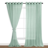 Hiasan Sheer Curtains For Bedroom With Tiebacks Lightweight Breathable Voile Drapes Light Filtering Grommet Window Curtains For