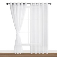 Hiasan Off White Sheer Curtains For Bedroom With Tiebacks Grommet Light Filtering Lightweight Extra Wide Voile Textured Window