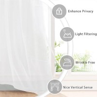 Hiasan Off White Sheer Curtains For Bedroom With Tiebacks Grommet Light Filtering Lightweight Extra Wide Voile Textured Window