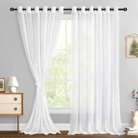 Hiasan Sheer Curtains For Bedroom With Tiebacks Lightweight Breathable Voile Drapes Light Filtering Grommet Window Curtains For