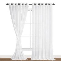 Hiasan Sheer Curtains For Bedroom With Tiebacks Lightweight Breathable Voile Drapes Light Filtering Grommet Window Curtains For