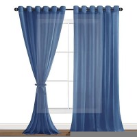 Hiasan Sheer Curtains For Bedroom With Tiebacks Lightweight Breathable Voile Drapes Light Filtering Grommet Window Curtains For