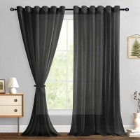 Hiasan Sheer Curtains For Bedroom With Tiebacks Lightweight Breathable Voile Drapes Light Filtering Grommet Window Curtains For