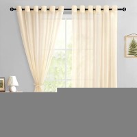 Hiasan Sheer Curtains For Bedroom With Tiebacks Lightweight Breathable Voile Drapes Light Filtering Grommet Window Curtains For