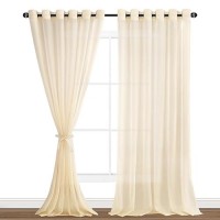 Hiasan Sheer Curtains For Bedroom With Tiebacks Lightweight Breathable Voile Drapes Light Filtering Grommet Window Curtains For