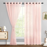 Hiasan Sheer Curtains For Bedroom With Tiebacks Grommet Light Filtering Extra Wide Voile Texture Window Curtains For Living Roo