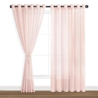 Hiasan Sheer Curtains For Bedroom With Tiebacks Grommet Light Filtering Extra Wide Voile Texture Window Curtains For Living Roo