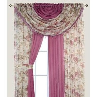 Sapphire Home Floral Sheer Curtains - 4 Panels Set With Valance  95