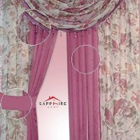 Sapphire Home Floral Sheer Curtains - 4 Panels Set With Valance  95