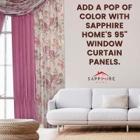 Sapphire Home Floral Sheer Curtains - 4 Panels Set With Valance  95