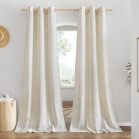 Nicetown Linen Curtains For Windows 90 Inch Long Grommet Semi Sheer Vertical Drapes Privacy Added With Light Filtering For Door