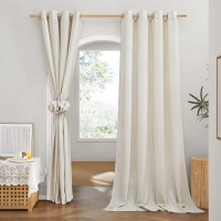 Nicetown Linen 120 Inch Curtains For Living Room Grommet Privacy Added Thick Flax Linen Burlap With Light Filter Window Treatme