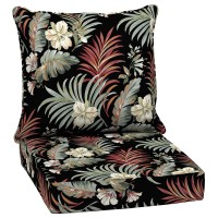 Arden Selections Outdoor Deep Seat Cushion Set, Water Repellant, Fade Resistant, Deep Seat Bottom And Back Cushion For Chair, Sofa, And Couch, 24 X 24, Simone Black Tropical