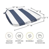 Honeycomb Outdoor Chair Cushions Set Of 2 17 X 15 Cabana Stripe Blue And White