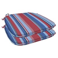 Honeycomb Outdoor Chair Cushions Set Of 2 17 X 15 Stripe Blue And Red