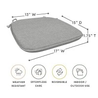 Honeycomb Indooroutdoor Textured Solid Platinum Grey Dining Seat Cushions 2 Pack Weather Resistant Fabric With Durable Foam F