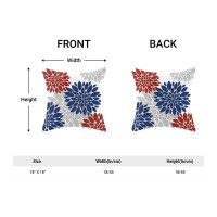 Red Navy Blue Pillow Covers 18X18 Inch 2 Pcs, Christmas Colored Dahlia Decorative Throw Pillows, Flower Outdoor Decor Pillowcase Square Cushion Cover Gift For Porch Patio Couch