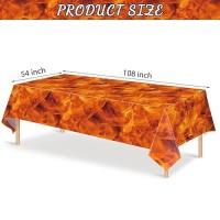 Tiamon 3 Packs Fire Tablecloths Flame Plastic Table Covers Fire Flame Rectangle Disposable Tablecloths Decorations For Picnic Ho