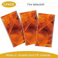 Tiamon 3 Packs Fire Tablecloths Flame Plastic Table Covers Fire Flame Rectangle Disposable Tablecloths Decorations For Picnic Ho