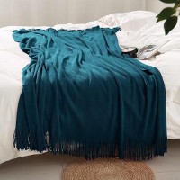 Homiest Decorative Knitted Throw Blanket With Fringe Lightweight Blanket Acrylic Knit Blanket Soft Cozy Tassel Blanket For C