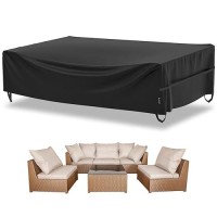 Velway Patio Furniture Cover Waterproof Outdoor Sectional Sofa Set Covers  All Weather Oxford Tear-Resistant Rectangular Table Chair Set Cover With Windproof Design  Large 126X63X28 Inch  Black