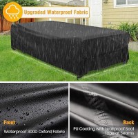 Velway Patio Furniture Cover Waterproof Outdoor Sectional Sofa Set Covers  All Weather Oxford Tear-Resistant Rectangular Table Chair Set Cover With Windproof Design  Large 126X63X28 Inch  Black