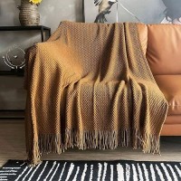 Lomao Knitted Throw Blanket With Tassels Bubble Textured Lightweight Throws For Couch Cover Home Decor Khaki 60X80