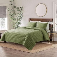 Green Queen Size Quilt Bedding Sets With Pillow Shams Dark Sage Olive Lightweight Bedspread Coverlet Quilted Blanket Thin Comf