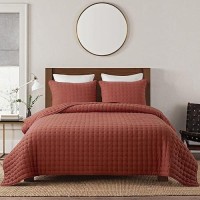 Burnt Orange King Size Quilt Bedding Sets With Pillow Shams Red Lightweight Soft Bedspread Coverlet Quilted Blanket Thin Comfo