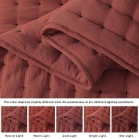 Burnt Orange King Size Quilt Bedding Sets With Pillow Shams Red Lightweight Soft Bedspread Coverlet Quilted Blanket Thin Comfo