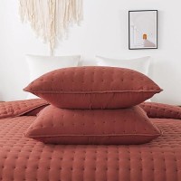 Burnt Orange King Size Quilt Bedding Sets With Pillow Shams Red Lightweight Soft Bedspread Coverlet Quilted Blanket Thin Comfo