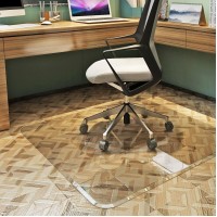 Premium Tempered Glass Chair Mat With Exclusive Beveled Edge | 46 X 46 Inch | Chairmat For Carpet And Hard Floor | The Ultimate In Office Elegance By Clearly Innovative