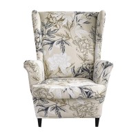 Crfatop 2 Piece Stretch Wingback Chair Cover Printed Wing Chair Slipcovers Spandex Fabric Wingback Armchair Covers With Elastic Bottom For Living Room Bedroom Wingback Chair (38)