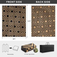 Ashler Outdoor Plastic Straw Rug Waterproof For Patio  Clearance Reversible Camping Mats  9X12 Large Outdoor Area Rugs With Carrying Bag  For Rv  Picnic  Backyard  Indoor  Light Brown