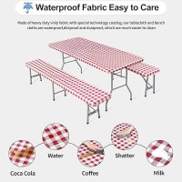 Outdoorlines Vinyl Fitted Picnic Table Cover With Bench Covers Waterproof Camping Tablecloth For Picnic Table Elastic Picnic