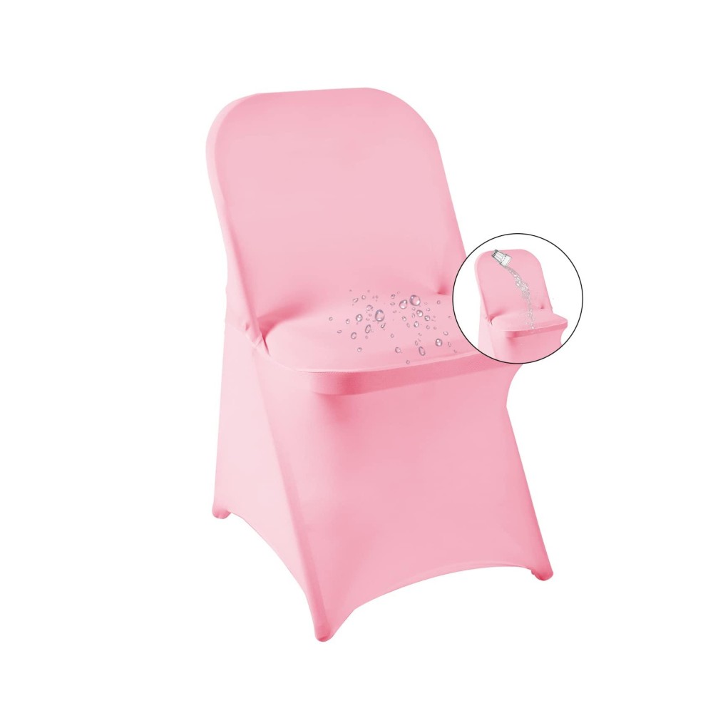 Magalo 20 Pack Pink Spandex Folding Waterproof Chair Cover, Stretch Chair Cover Protector For Wedding, Party, Dining Banquet And Other Special Events