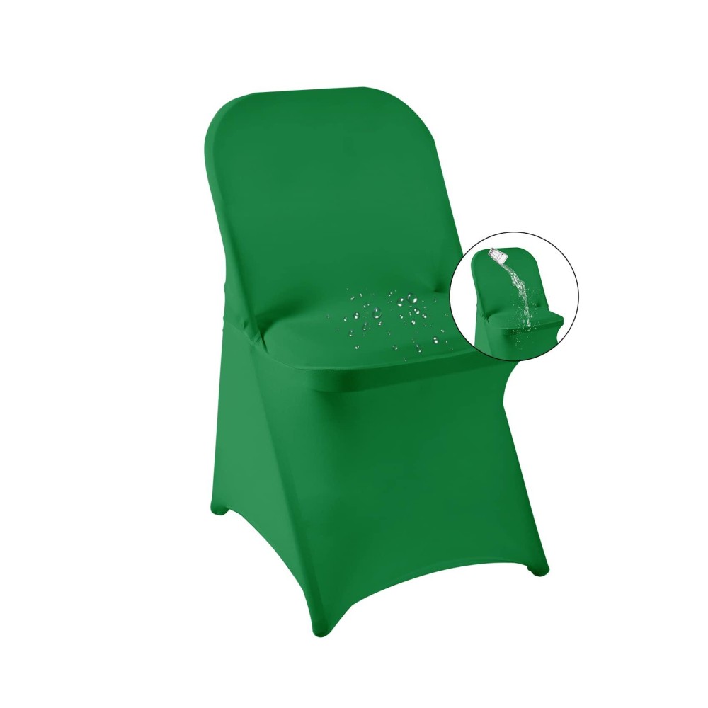 12 Pack Emerald Spandex Folding Waterproof Chair Cover, Stretch Chair Cover Protector For Wedding, Party, Dining Banquet And Other Special Events