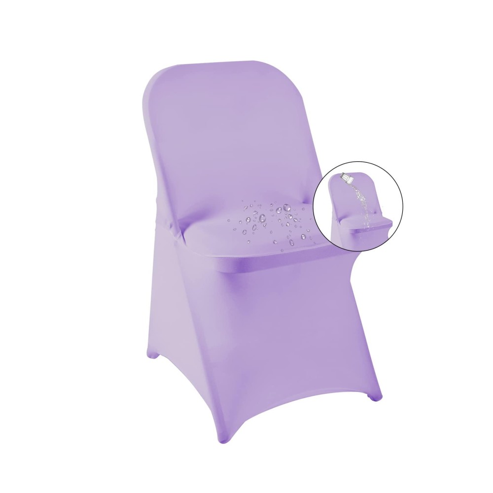 Magalo 20 Pack Lavender Spandex Folding Waterproof Chair Cover, Stretch Chair Cover Protector For Wedding, Party, Dining Banquet And Other Special Events