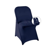 Magalo 20 Pack Navy Spandex Folding Waterproof Chair Cover, Stretch Chair Cover Protector For Wedding, Party, Dining Banquet And Other Special Events