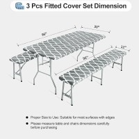 Outdoorlines Vinyl Fitted Picnic Table Cover With Bench Covers Waterproof Camping Tablecloth For Picnic Table Elastic Picnic