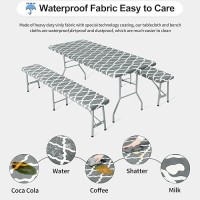 Outdoorlines Vinyl Fitted Picnic Table Cover With Bench Covers Waterproof Camping Tablecloth For Picnic Table Elastic Picnic