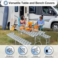 Outdoorlines Vinyl Fitted Picnic Table Cover With Bench Covers Waterproof Camping Tablecloth For Picnic Table Elastic Picnic