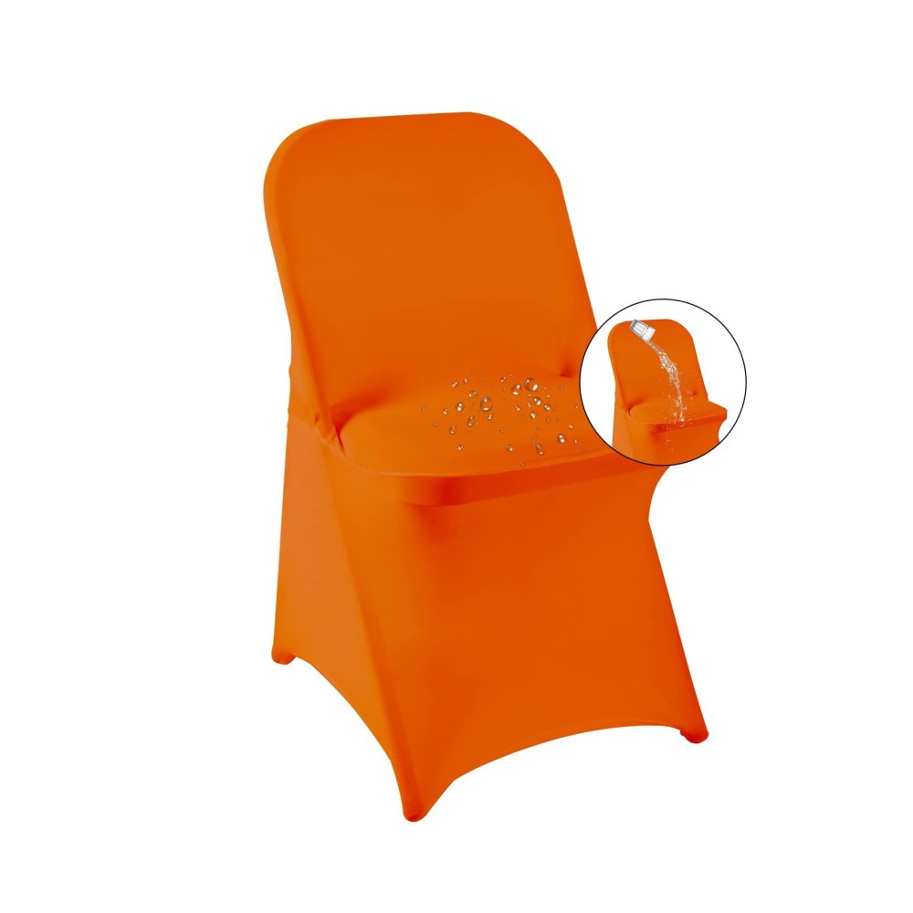 Magalo 20 Pack Orange Spandex Folding Waterproof Chair Cover, Stretch Chair Cover Protector For Wedding, Party, Dining Banquet And Other Special Events