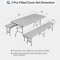 Outdoorlines Vinyl Fitted Picnic Table Cover With Bench Covers Waterproof Camping Tablecloth For Picnic Table Elastic Picnic